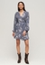 PRINTED LS WRAP MINI DRESS