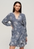 PRINTED LS WRAP MINI DRESS