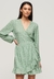 PRINTED LS WRAP MINI DRESS
