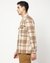 Cotton Tailored Fit Brushed Double Pocket Check Brown Shacket