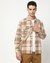 Cotton Tailored Fit Brushed Double Pocket Check Brown Shacket