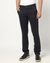 Cotton Stretch Satin Finish Slim Tapered Solid Navy Trouser