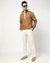 Cotton Stretch Satin Finish Slim Tapered Solid Beige Trouser