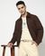 Solid Suede Finish Regular Fit Brown Jacket