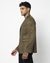 Solid Regular Fit Suede Olive Blazer