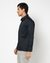 Cotton Solid Relaxed Fit Navy Shacket with Stretch