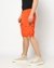 Cotton Solid Relaxed Fit Orange Cargo Shorts with Stretch