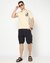 Cotton Solid Relaxed Fit Navy Cargo Shorts with Stretch