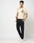 Cotton Solid Slim Fit Satin Navy Trouser with Stretch