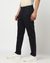 Cotton Solid Slim Fit Satin Navy Trouser with Stretch