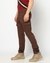 Cotton Solid Relaxed Fit Traveller Brown Cargo Trouser with Stretch