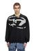 Black Sweatshirt with distressed flocked logo