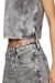 Dark Grey Sleeveless top in crystal denim