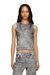 Dark Grey Sleeveless top in crystal denim