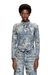 Blue  Shirt in jacquard denim with floating threads