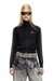 Black Jersey track jacket with contrast piping