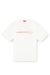 White T-shirt with flocked logo graphics