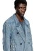 Blue  Blazer in ultra-destroyed jacquard denim