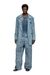 Blue  Blazer in ultra-destroyed jacquard denim