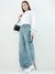 HIGH RISE SIDE SLIT WIDE LEG JEAN