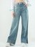 HIGH RISE SIDE SLIT WIDE LEG JEAN
