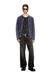 Blue Zip-up cardigan with contrast panels