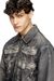 Black Leather jacket with trompe l'oeil pockets
