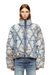 Brown Padded jacket in argyle-quilted devoré denim