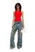 Red Rib-knit top with small logo plaque
