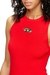 Red Rib-knit top with small logo plaque