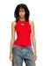 Red Rib-knit top with small logo plaque
