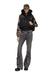 Black Hooded down vest in crinkled nylon