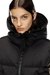 Black Hooded down vest in crinkled nylon