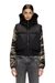 Black Hooded down vest in crinkled nylon