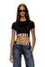 Black Sporty cropped top with logo band