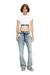 White Sporty cropped top with logo band