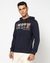 Cotton Blend Solid Regular Fit Navy Hooded Sweatshirt