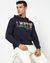 Cotton Blend Solid Regular Fit Navy Hooded Sweatshirt