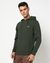 Cotton Stretch Solid Regular Fit Green Hoodie Sweatshirt