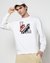 Cotton Stretch Solid Regular Fit Chest Graphic White Sweatshirt