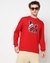 Cotton Stretch Solid Regular Fit Chest Graphic Red Sweatshirt