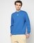 Cotton Stretch Solid Regular Fit Chest Graphic Blue Sweatshirt