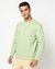 Cotton Stretch Solid Regular Fit Round Neck Green Sweatshirt