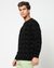 Cotton Blend All Over Print Regular Fit Black Sweatshirt