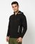 Cotton Stretch Solid Regular Fit Front Open Hoody Black Sweatshirt