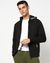 Cotton Stretch Solid Regular Fit Front Open Hoody Black Sweatshirt