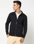 Cotton Blend Solid Regular Fit High Neck Navy Sweatshirt