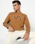 Solid Regular Fit Chest Graphic Brown Sweatshirt