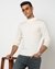 Wool Solid Regular Fit High Neck White Sweater