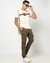 Cotton Stretch Solid Tapered Fit Green Cargo Trouser